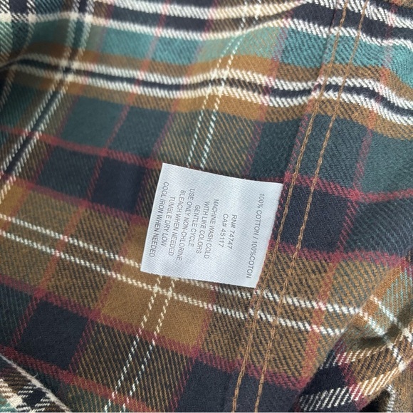RedHead Men's Flannel Heavyweight Plaid Large Tall LT Brown Green Button Shirt - Picture 5 of 7
